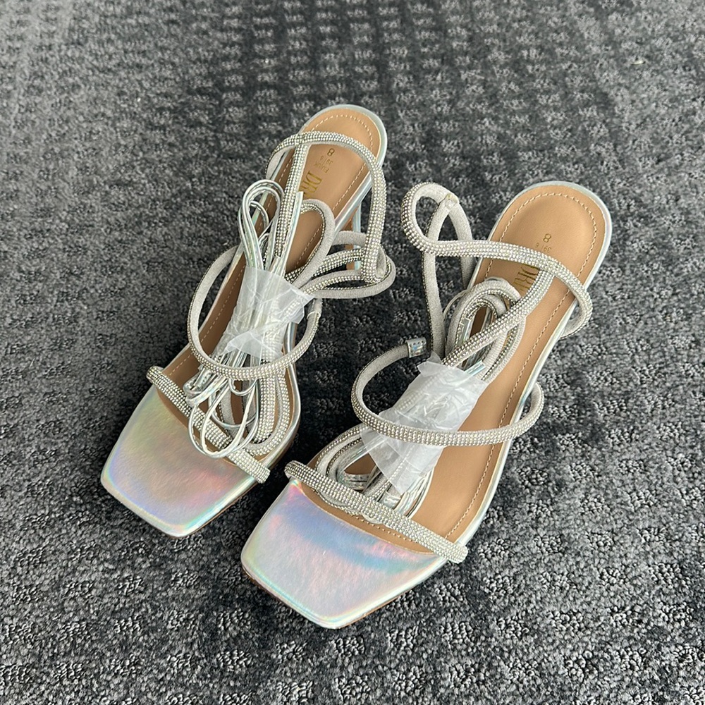 Strappy Jeweled Heels